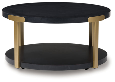 Shylore Black/Brass Finish Table (Set of 3) from Ashley - Luna Furniture