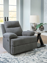 Side-Swipe Charcoal Recliner from Ashley - Luna Furniture