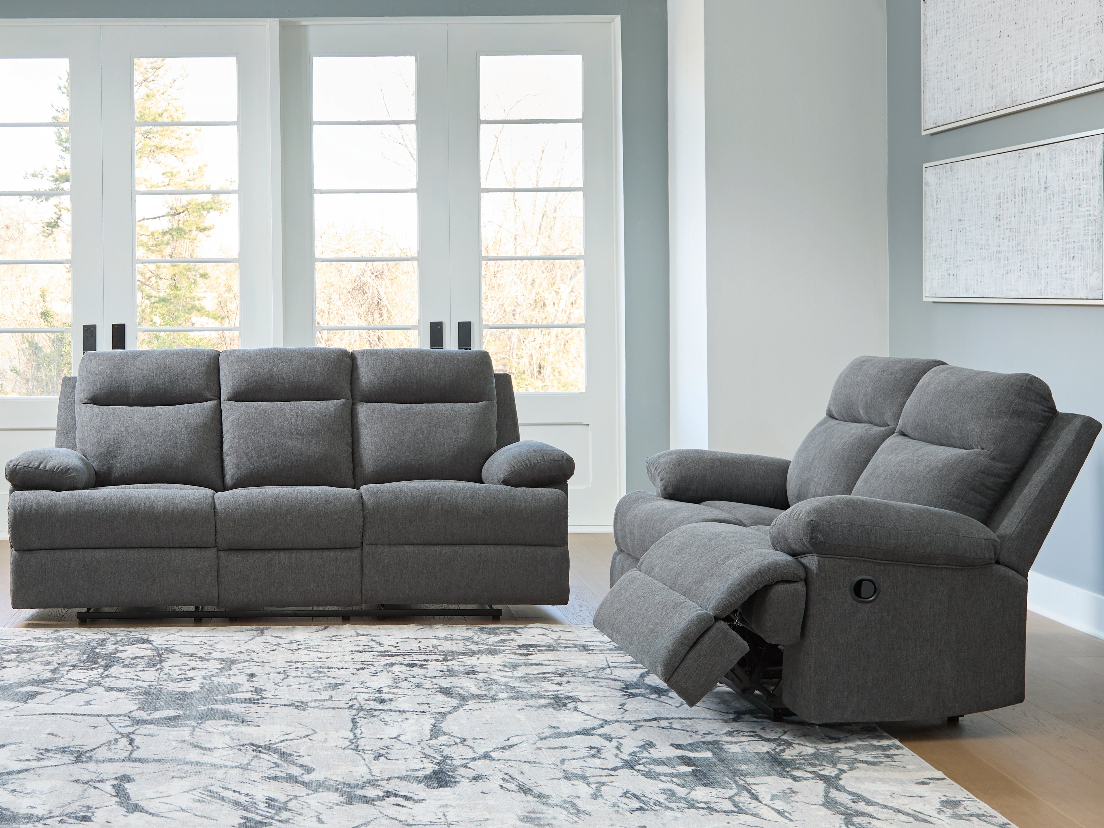 Side-Swipe Charcoal Reclining Living Room Set – Luna Furniture
