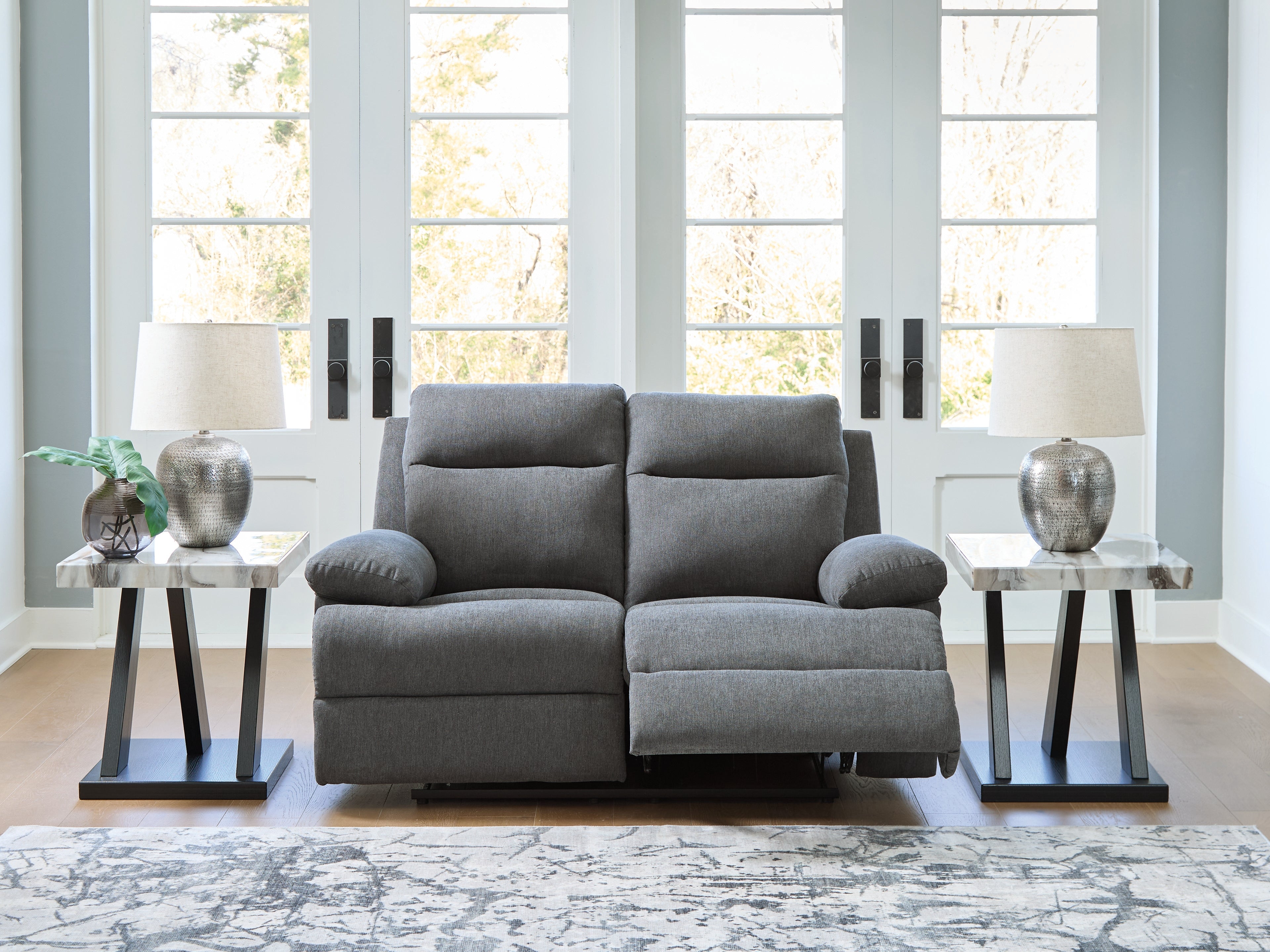 Ashley Side-Swipe Mocha Reclining Loveseat – Luna Furniture
