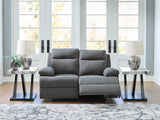 Side-Swipe Charcoal Reclining Loveseat from Ashley - Luna Furniture