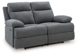Side-Swipe Charcoal Reclining Loveseat from Ashley - Luna Furniture