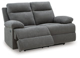 Side-Swipe Charcoal Reclining Loveseat from Ashley - Luna Furniture