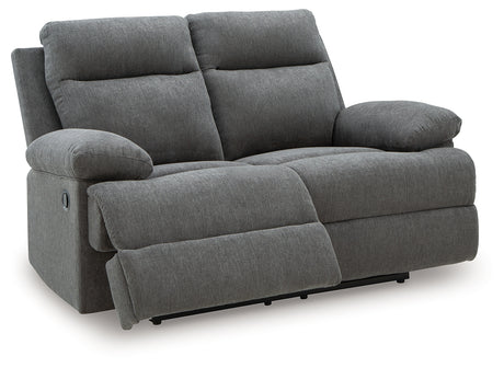 Side-Swipe Charcoal Reclining Loveseat from Ashley - Luna Furniture