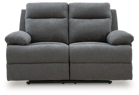 Side-Swipe Charcoal Reclining Loveseat from Ashley - Luna Furniture
