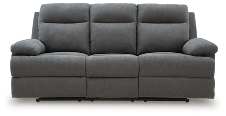 Side-Swipe Charcoal Reclining Sofa with Drop Down Table from Ashley - Luna Furniture