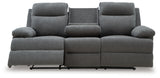 Side-Swipe Charcoal Reclining Sofa with Drop Down Table from Ashley - Luna Furniture