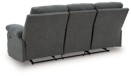 Side-Swipe Charcoal Reclining Sofa with Drop Down Table from Ashley - Luna Furniture
