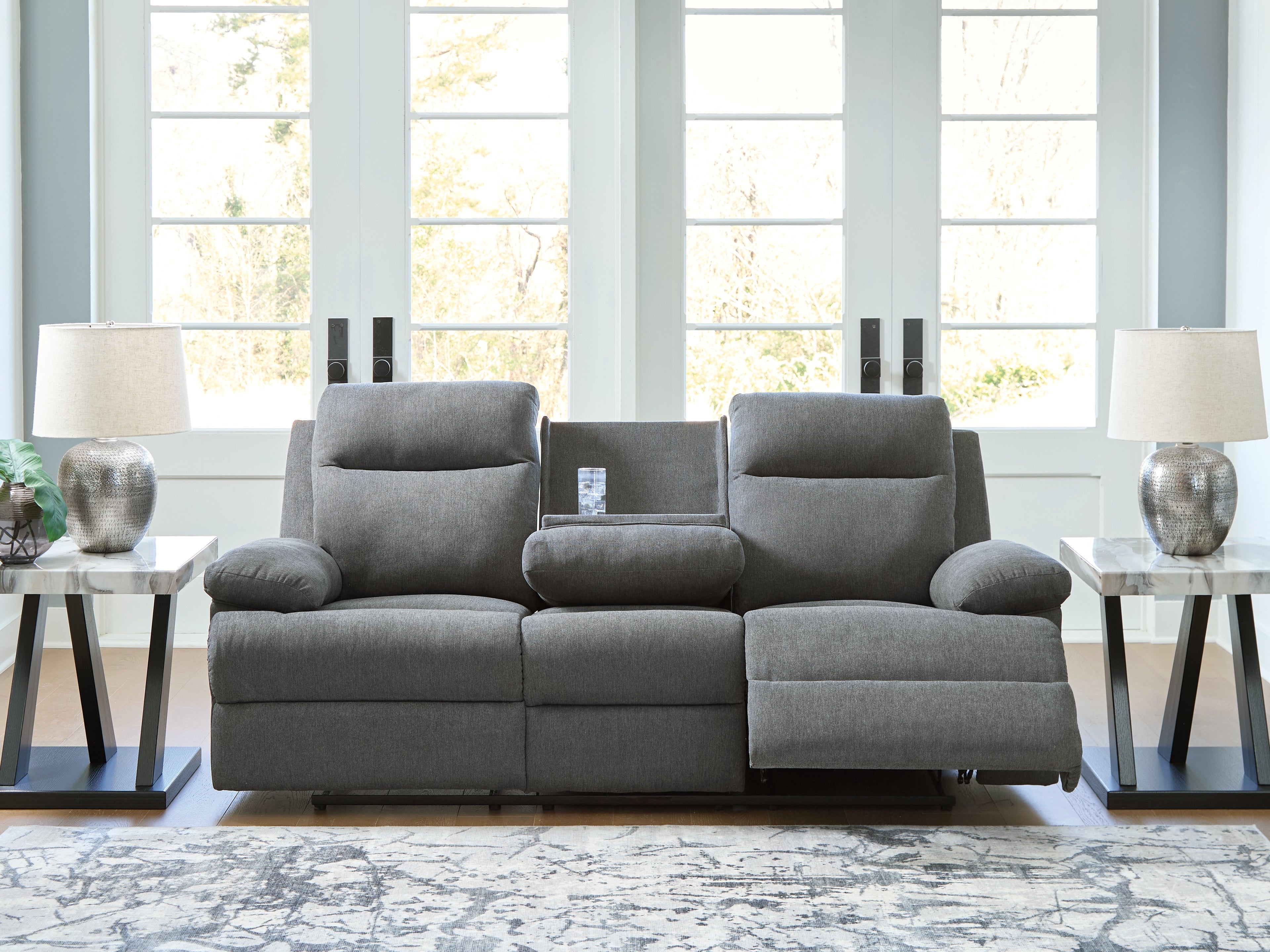 Side-Swipe Charcoal Reclining Living Room Set – Luna Furniture
