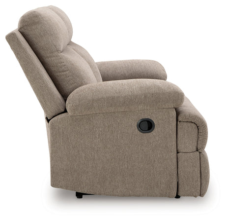 Side-Swipe Mocha Reclining Loveseat from Ashley - Luna Furniture