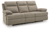 Side-Swipe Mocha Reclining Sofa with Drop Down Table from Ashley - Luna Furniture