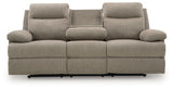 Side-Swipe Mocha Reclining Sofa with Drop Down Table from Ashley - Luna Furniture