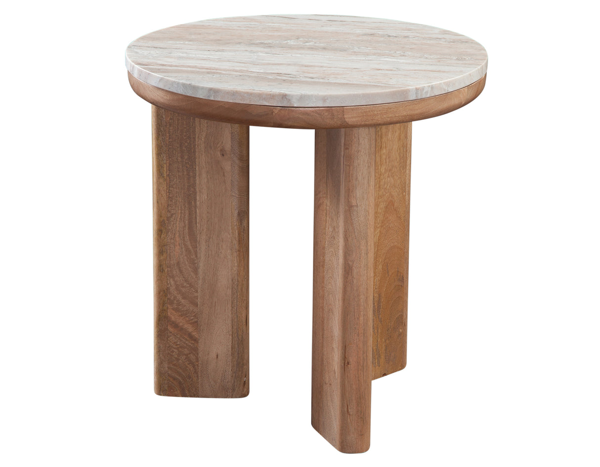 Sidney 22″ Round Toronto Brown Marble Top End Table from Steve Silver - Luna Furniture