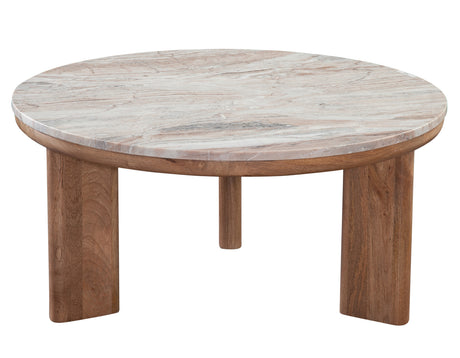 Sidney 36″ Round Brown Marble Top Coffee Table from Steve Silver - Luna Furniture