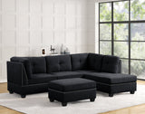Sienna Boucle Black Sectional with Ottoman from Happy Homes - Luna Furniture