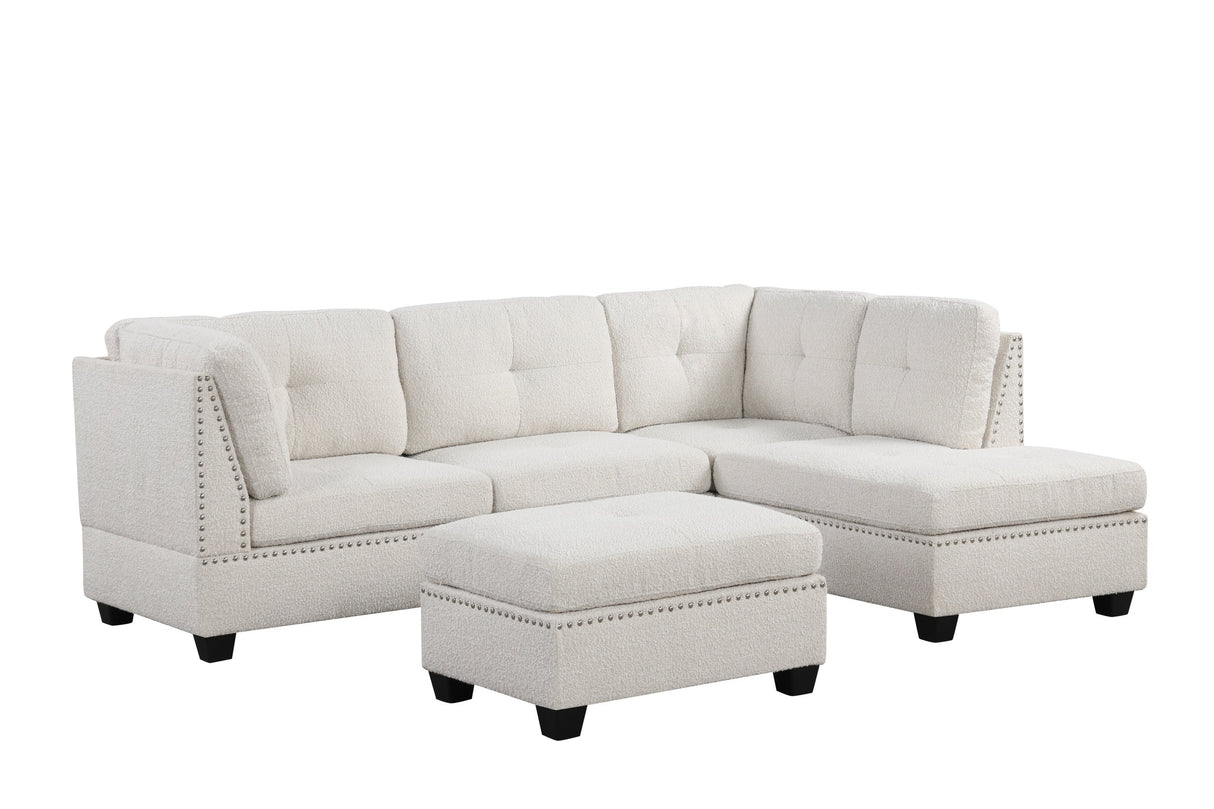 Sienna Sand Boucle Sectional with Ottoman from Happy Homes - Luna Furniture