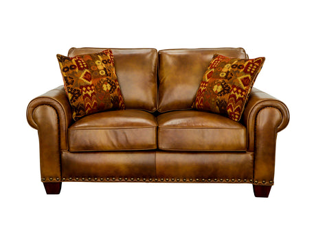 Silverado Camel Top-Grain Leather Loveseat from Steve Silver - Luna Furniture