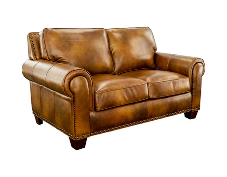 Silverado Camel Top-Grain Leather Loveseat from Steve Silver - Luna Furniture