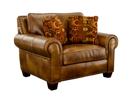 Silverado Camel Top-Grain Leather Oversized Chair from Steve Silver - Luna Furniture