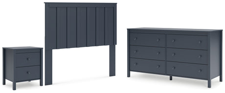 Simmenfort Full Panel Headboard with Dresser and Nightstand in Navy Blue from Ashley - Luna Furniture
