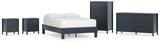 Simmenfort Full Platform Bed with Dresser, Chest and 2 Nightstands in Navy Blue from Ashley - Luna Furniture