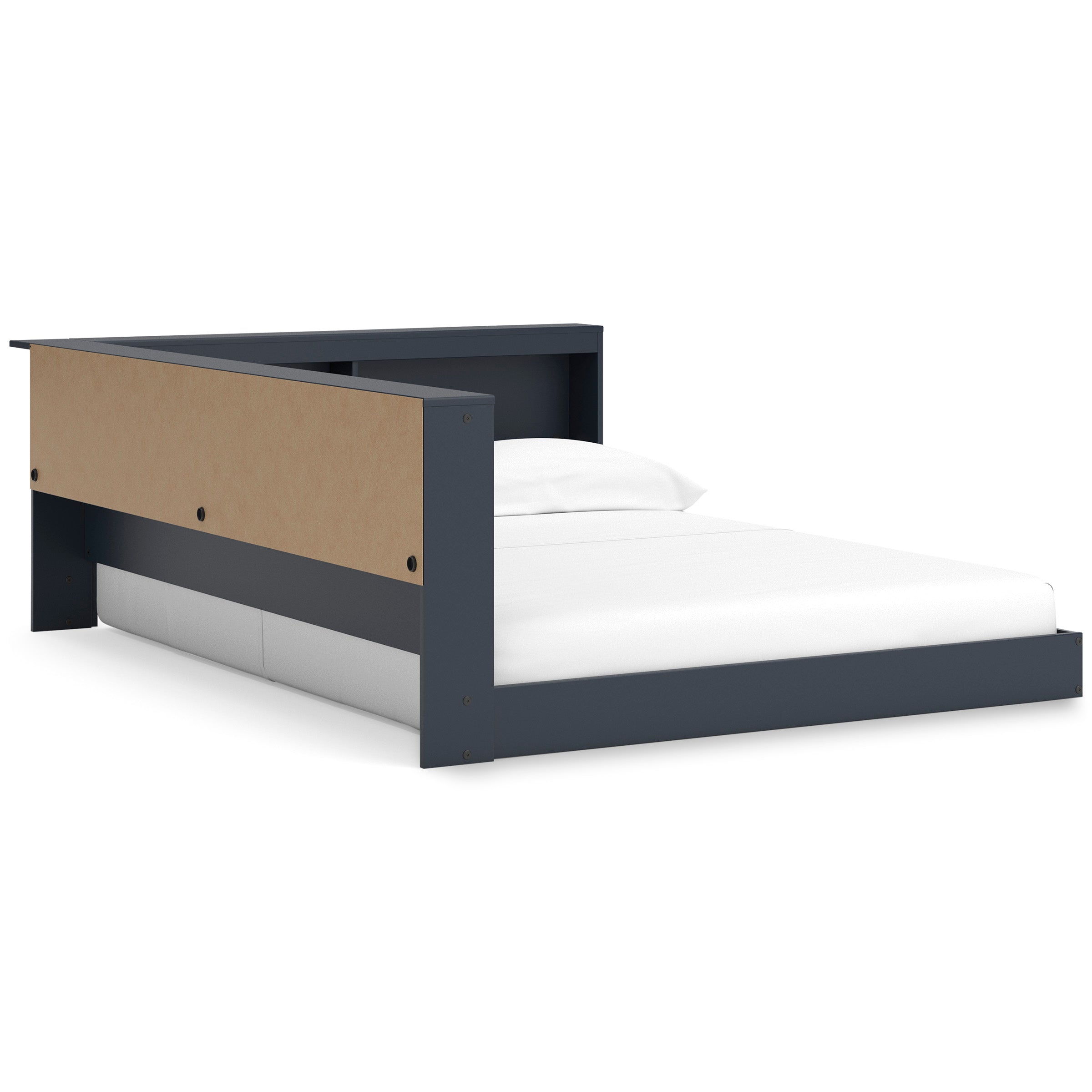Simmenfort Navy Blue Full Bookcase Corner Storage Bed – Luna Furniture