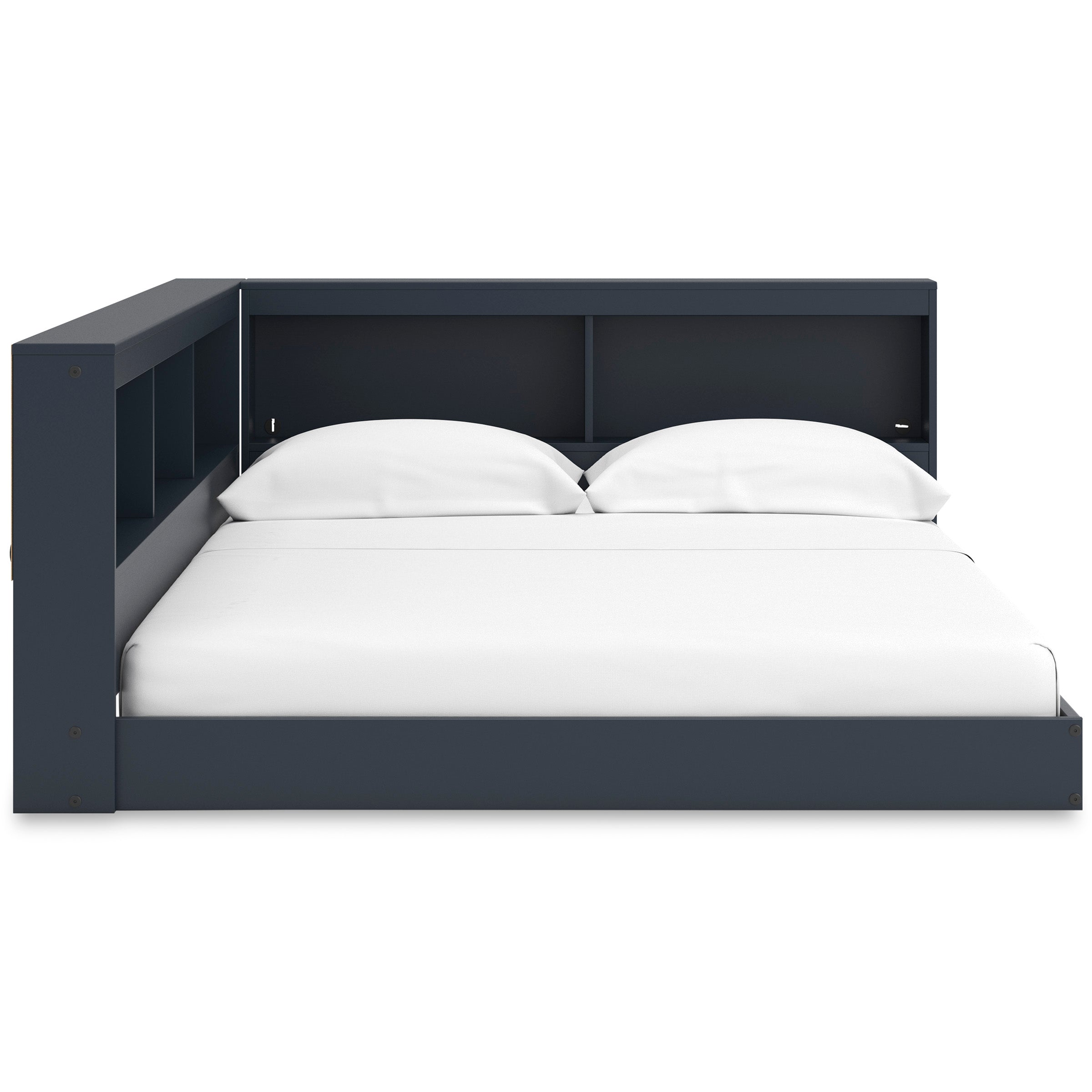 Simmenfort Navy Blue Full Bookcase Corner Storage Bed – Luna Furniture