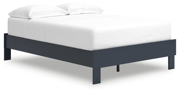 Simmenfort Navy Blue Full Platform Base Bed