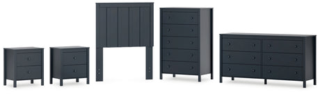 Simmenfort Twin Panel Headboard with Dresser, Chest and 2 Nightstands in Navy Blue from Ashley - Luna Furniture
