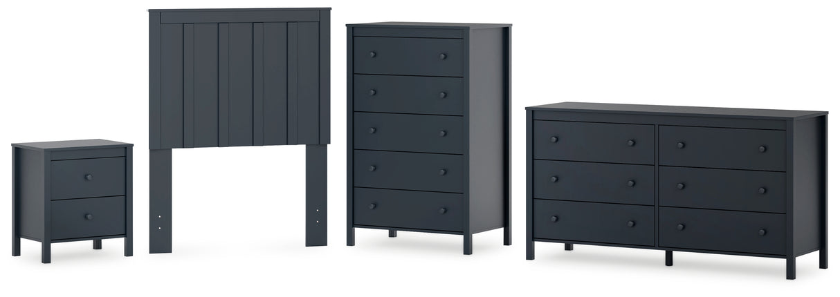Simmenfort Twin Panel Headboard with Dresser, Chest and Nightstand in Navy Blue from Ashley - Luna Furniture