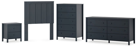 Simmenfort Twin Panel Headboard with Dresser, Chest and Nightstand in Navy Blue from Ashley - Luna Furniture