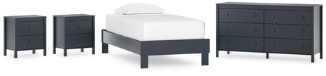 Simmenfort Twin Platform Bed with Dresser and 2 Nightstands in Navy Blue from Ashley - Luna Furniture