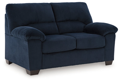 SimpleJoy Navy Loveseat from Ashley - Luna Furniture