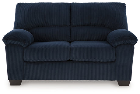 SimpleJoy Navy Loveseat from Ashley - Luna Furniture