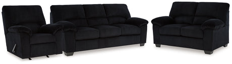 SimpleJoy Sofa, Loveseat and Recliner in Onyx from Ashley - Luna Furniture