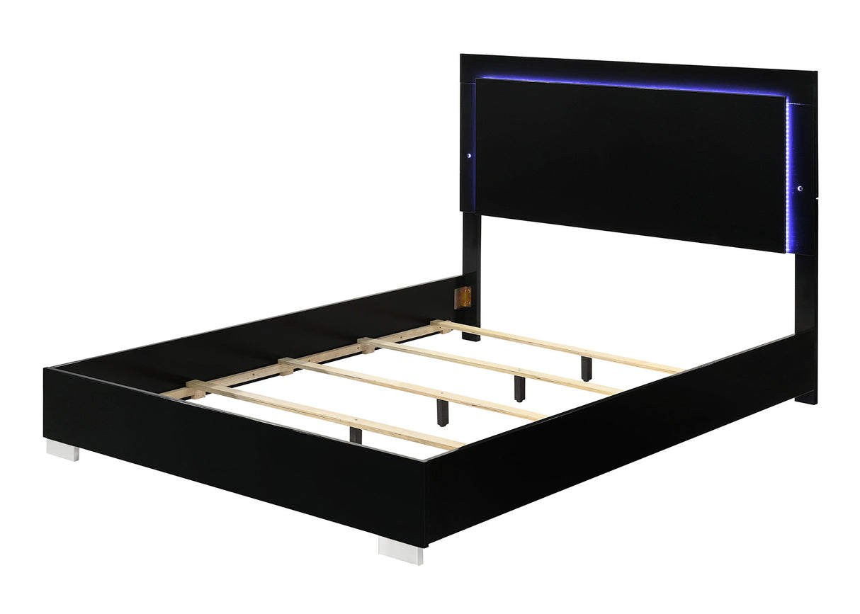 Sinistra Piano Black Queen Bed from Furniture of America - Luna Furniture