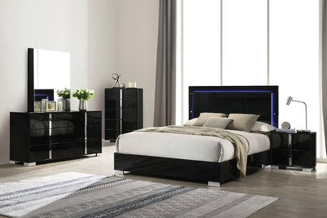 Sinistra Piano Black King Bed from Furniture of America - Luna Furniture