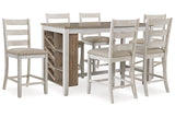 Skempton White/Light Brown Counter Height Dining Table and 6 Barstools from Ashley - Luna Furniture