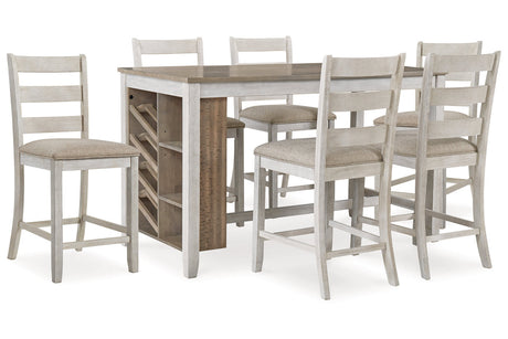 Skempton White/Light Brown Counter Height Dining Table and 6 Barstools from Ashley - Luna Furniture