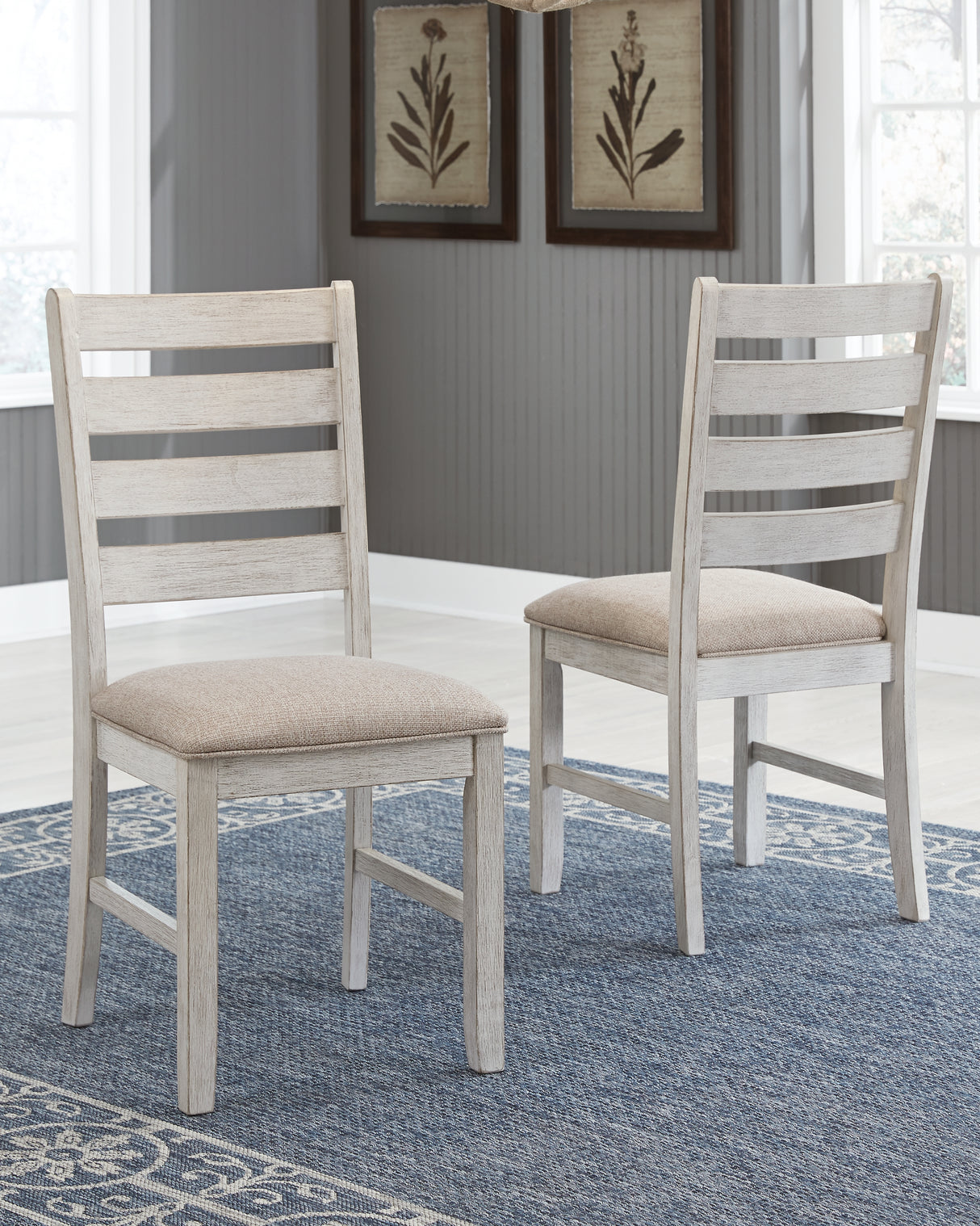 Skempton White/Light Brown Dining Table, 2 Chairs, and Bench from Ashley - Luna Furniture