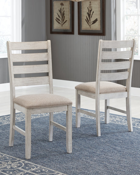 Skempton White/Light Brown Dining Table, 2 Chairs, and Bench from Ashley - Luna Furniture