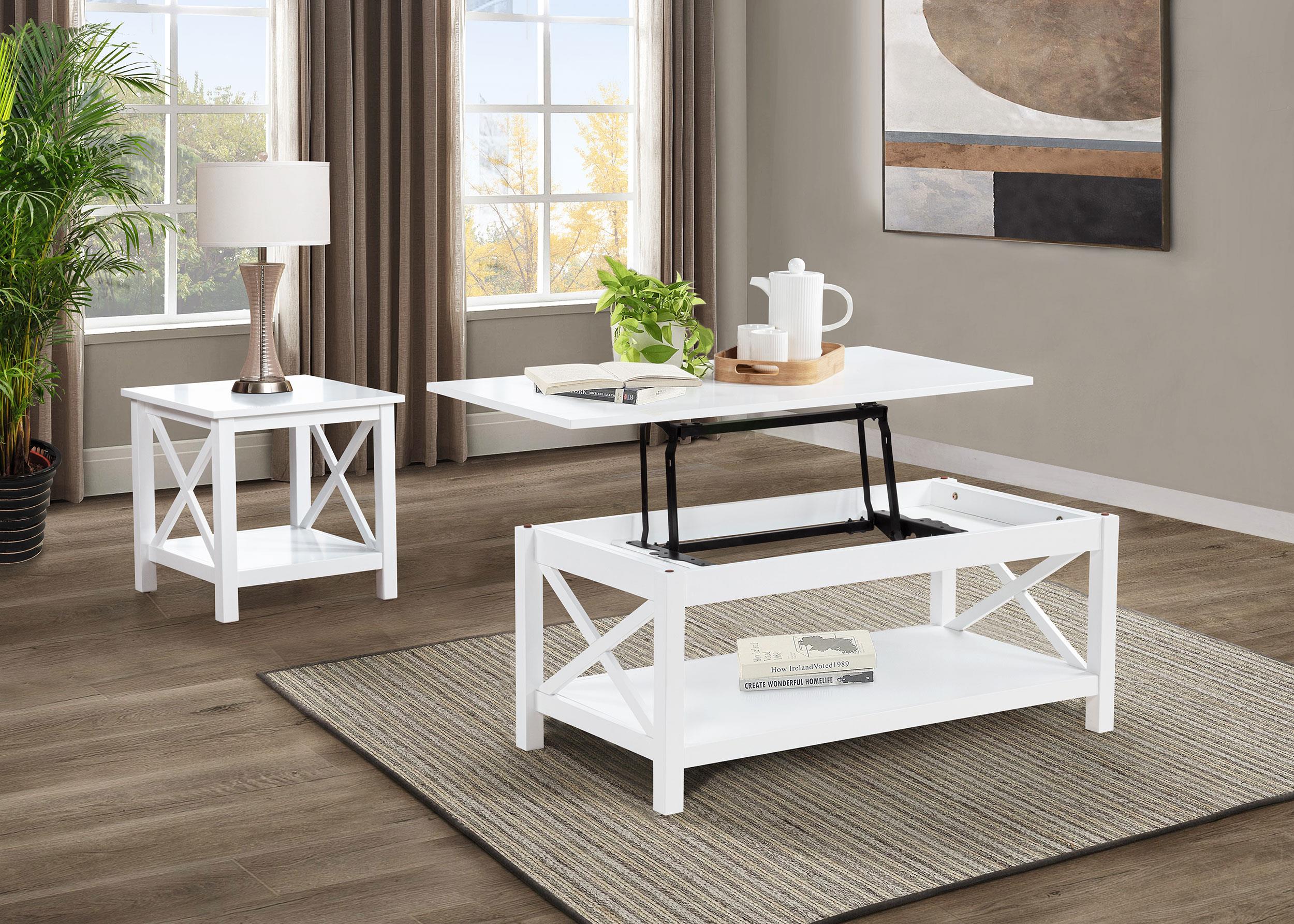Coaster Skyview White 2-Piece Rectangular Lift Top Coffee Table