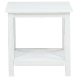 Skyview White Square Pine Wood Side End Table with Shelf from Coaster - Luna Furniture