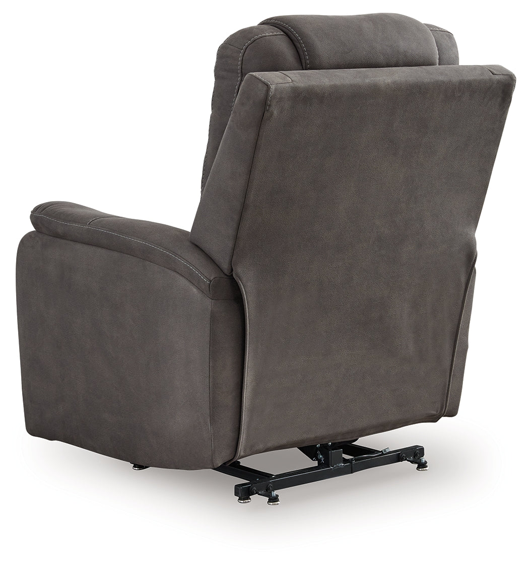 Snowfield Gunmetal Power Lift Recliner from Ashley - Luna Furniture