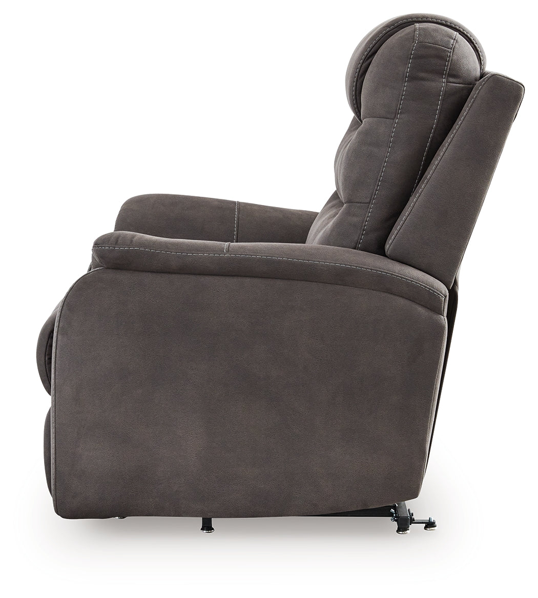 Snowfield Gunmetal Power Lift Recliner from Ashley - Luna Furniture