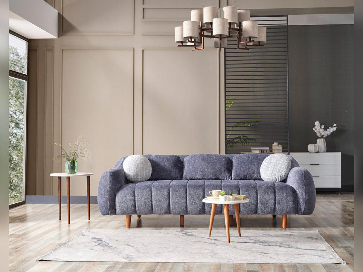 Snowy 3-pieces (Sofa & Loveseat & Swivel Chair) Livingroom Set in Anthracite from Furnia - Luna Furniture