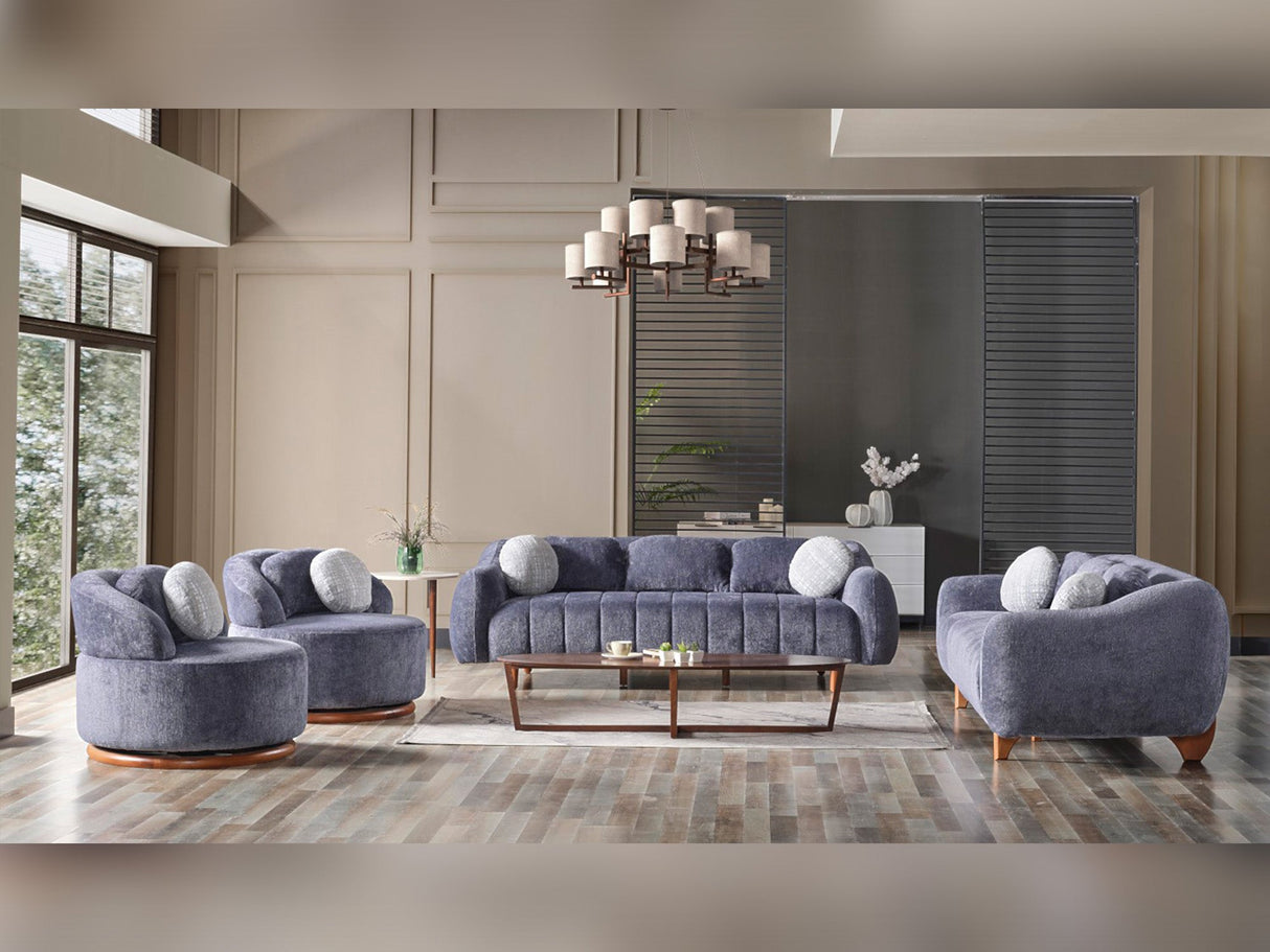 Snowy 3-pieces (Sofa & Loveseat & Swivel Chair) Livingroom Set in Anthracite from Furnia - Luna Furniture