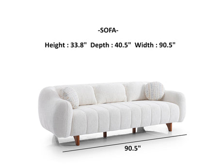 Snowy Stationary Sofa in Cream from Furnia - Luna Furniture