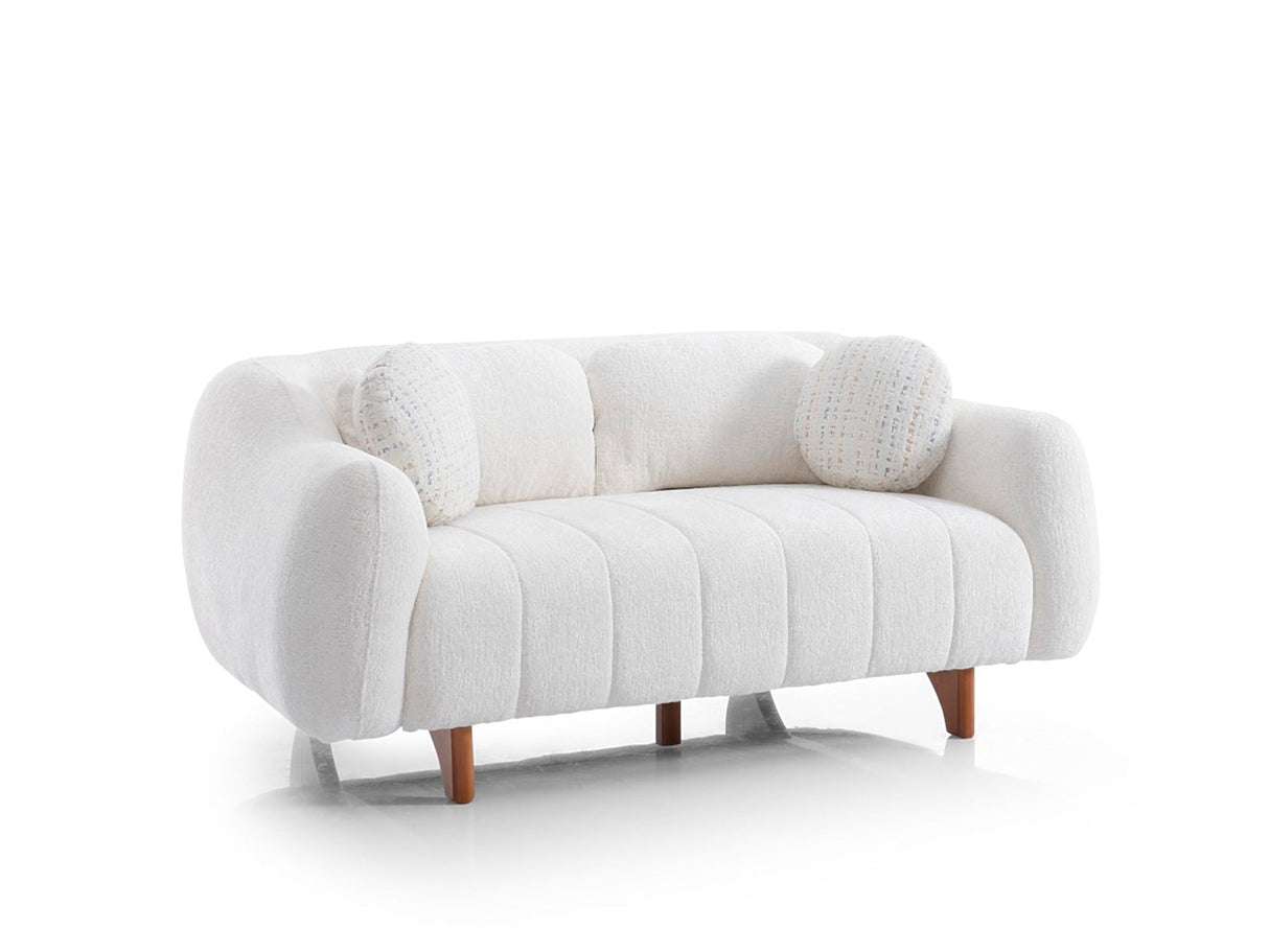 Snowy Stationary Loveseat in Cream from Furnia - Luna Furniture