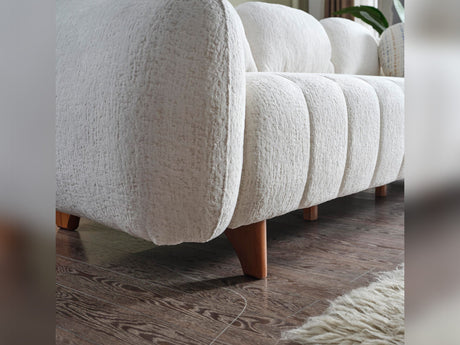 Snowy Stationary Sofa in Cream from Furnia - Luna Furniture